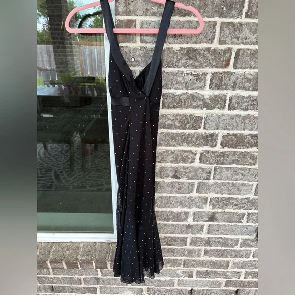 Vintage Rhapsody Little Black Dress w/Silver Diamond Pattern & Open Back - Picture 7 of 10